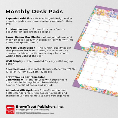 2026 BrownTrout House of Turnowsky 17" x 12" Monthly Desk Pad Calendar (9798330701735)