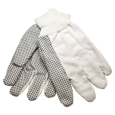 Glove Crafter Men's Canvas with PVC Dots Work Gloves, One Size, Off White, 6/Pack, 12 Packs/Carton (13062)