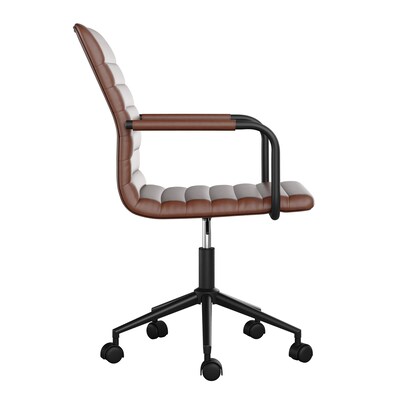 Martha Stewart Taytum Faux Leather Swivel Office Chair, Saddle Brown/Oil Rubbed Bronze (CH142370BRBK)