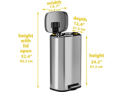 HLS Commercial Stainless Steel Trash Can with Hinged Lid, 8-Gallon, Silver (HLSS08RFR)