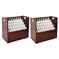 AdirOffice 50-Slot Roll File Cabinet, Mobile Files, for Large Roll, Mahogany, 30, 2/Pack (626-MA-2P