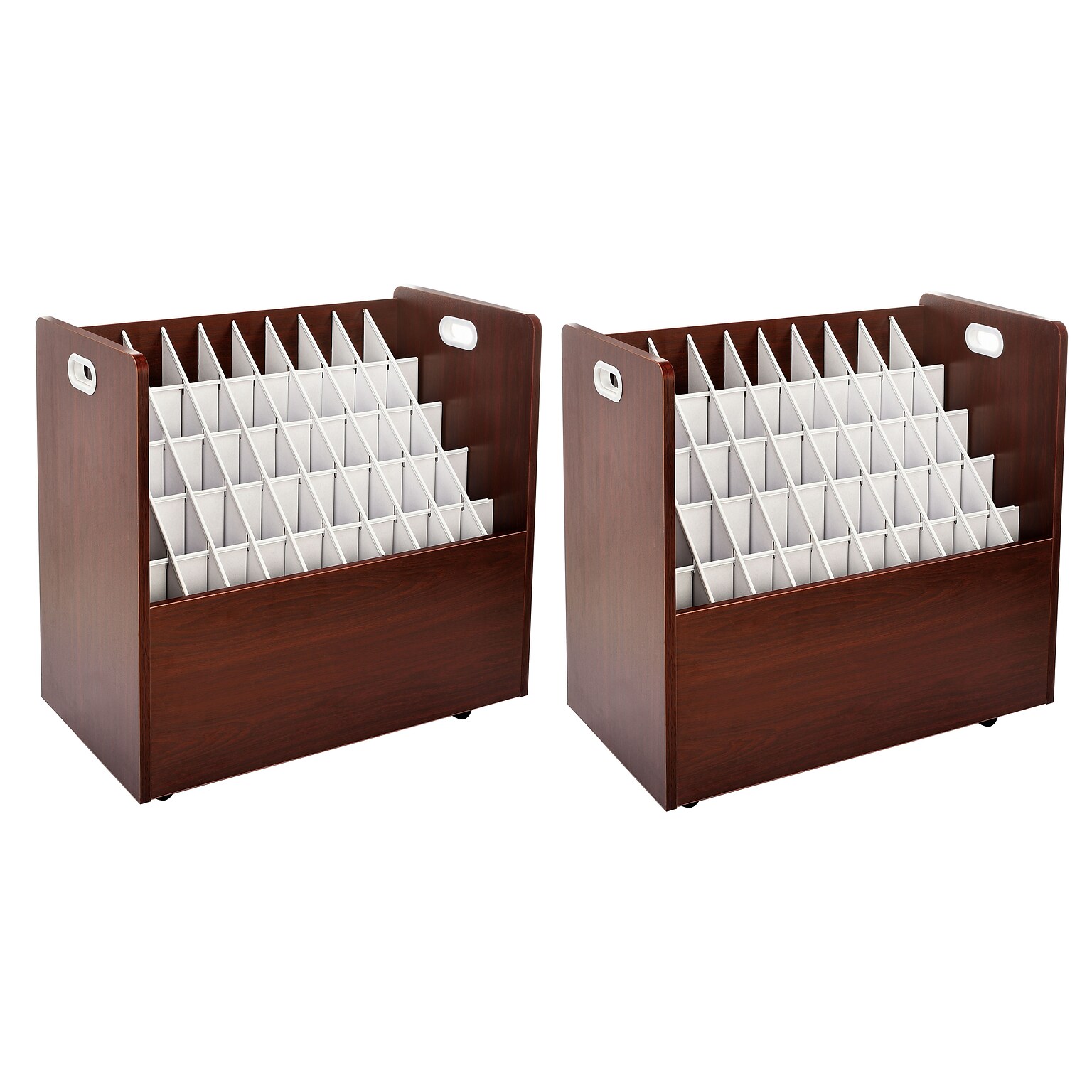 AdirOffice 50-Slot Mobile Roll File, 28.5H x 30W x 15.75D, Mahogany (626-MA-2PK)