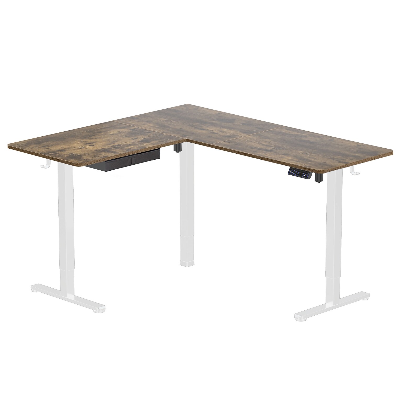 Mount-It! Large 63W Electric Corner Adjustable Standing Desk, Brown/White (MI-15018)