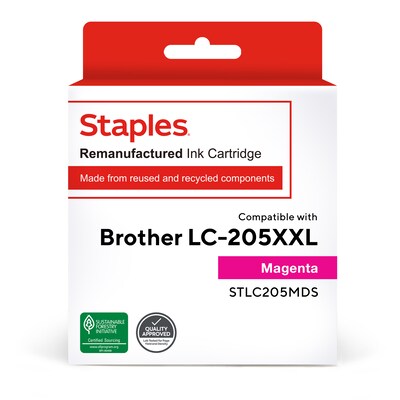 Staples Remanufactured Magenta Super High Yield Ink Cartridge Replacement for Brother (TRLC205MDS/STLC205MDS)