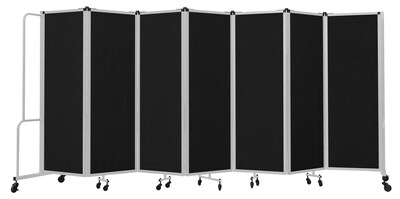 National Public Seating Robo Series 7-Panel Folding Mobile Room Divider, 72"H x 164"W, Black Fabric (RDG6-7PT10)