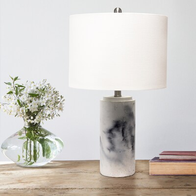 Lalia Home Marbleized Table Lamp with Fabric Shade, White (LHT-5012-WH)
