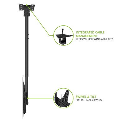 Kanto Height Adjustable Hanging Ceiling TV Mount for 37" - 70" TVs, Black (CM600)