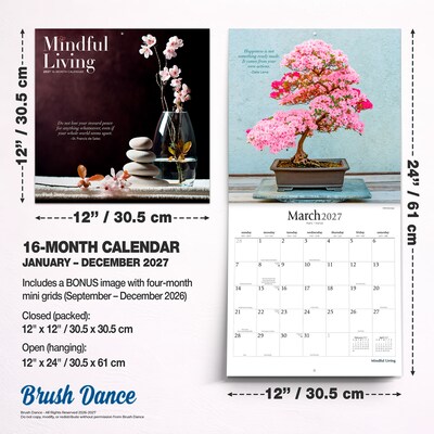 2027 BrownTrout Mindful Living 12" x 12" Monthly Wall Calendar (9798330713998)