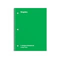 Staples 1-Subject Notebook, 8 x 10.5, College Ruled, 70 Sheets, Green (TR27502)