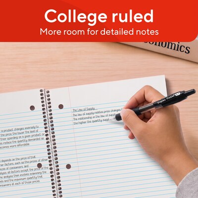 TRU RED 1-Subject Notebook, 8” x 10.5”, College Ruled, 70 Sheets, Black