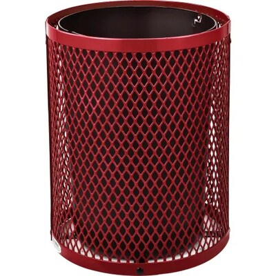 Global Industrial Outdoor Diamond Steel Trash Can w/ Dome Lid, 36 Gallon, Red (261948RD)