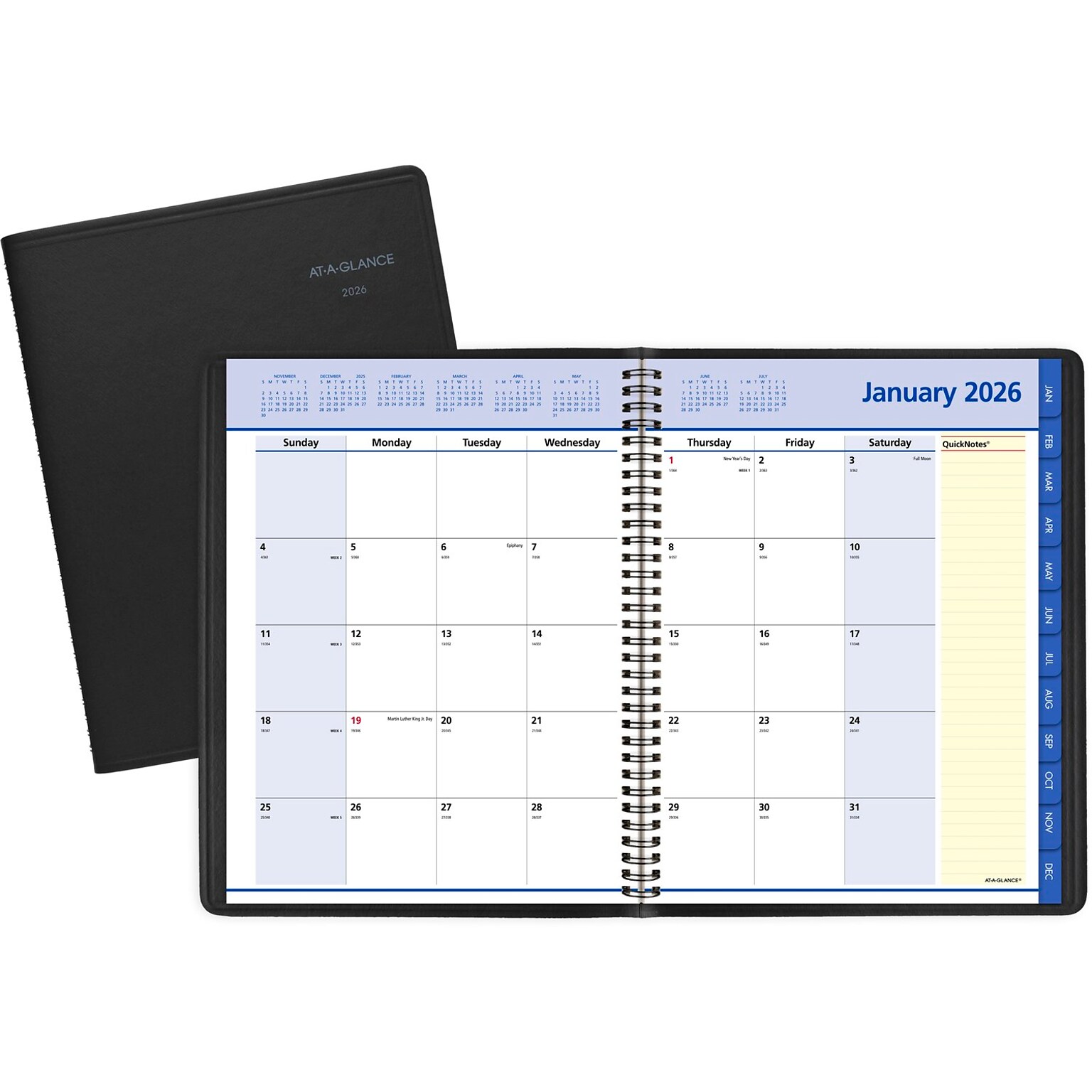 2026 AT-A-GLANCE QuickNotes 8.25 x 11 Monthly Planner, Faux Leather Cover, Black (76-06-05-26)