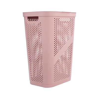 Mind Reader 15.85-Gallon Slim Laundry Hamper with Lid, Plastic, Pink (HBIN60-PNK)