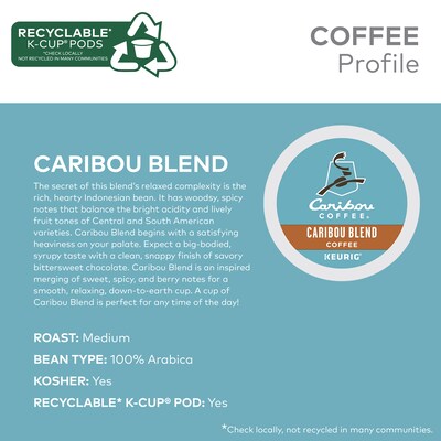 Caribou Blend Coffee Keurig® K-Cup® Pods, Medium Roast, 24/Box (6992)