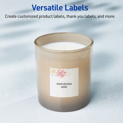 Avery Square Multipurpose Labels, 3" x 3", White, 60/Pack (19479370424)