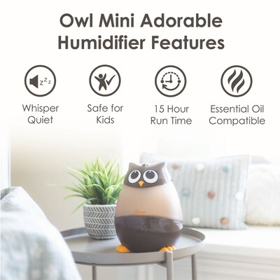Crane Mini Owl Ultrasonic Cool Mist Tabletop Humidifier, 0.5-Gallon, Brown (EE-8259)
