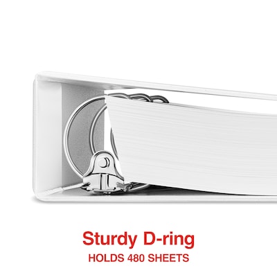 Staples 2" 3-Ring View Binder, D-Ring, White (55411/26444)