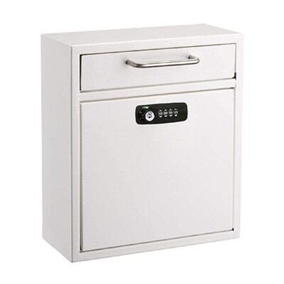AdirOffice Steel Large Wall Mounted Interoffice Mailbox Drop Box, Combination Lock, White (631-04-WH