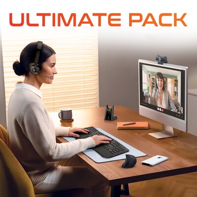 Delton Work Anywhere 35X Noise-Canceling Bluetooth Computer Headset Bundle, Black (DBND4WLS35X)