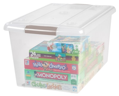 Iris Store & Slide 61 Qt. Latch Lid Storage Bin, Clear (270017/170294)