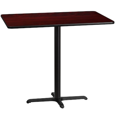 Flash Furniture 30x48 Rectangular Laminate Table Top, Mahogany w/22x30 Bar-Height Table Base