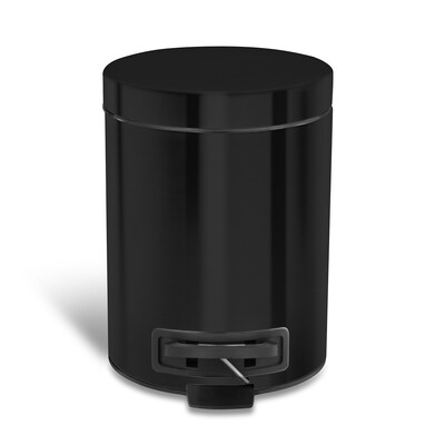Nine Stars Stainless Steel Step Trash Can, 1.3 Gallon, Black (SOT-5-1MB)