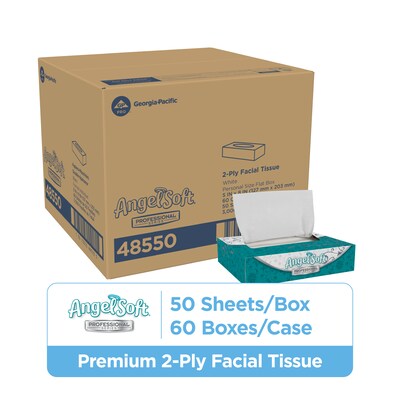 Angel Soft Professional Series Standard Facial Tissue, 2-Ply, 50 Sheets/Box, 60/Carton (48550)