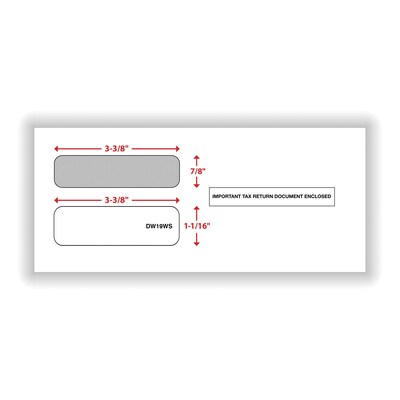 ComplyRight Self Seal Security Tinted Double-Window Tax Envelopes, 3 7/8" x 8 3/8", 50/Pack (DW19WS50)