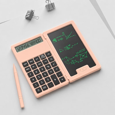 SaharaCase Scientific Calculator with 5-Inch LCD Writing Tablet, 12-Digit Foldable Calculator, Pink, (KB79)