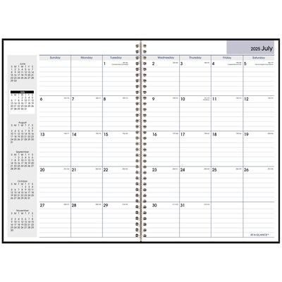 2025-2026 AT-A-GLANCE DayMinder 8 x 12 Academic Year Monthly Planner, Faux Leather Cover, Black (A