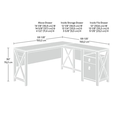 Sauder Select 59W L-Shaped Desk, Khaki Pine (435643)