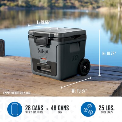 Ninja FrostVault 30-Qt. Wheeled Cooler with Cold Dry Zone, Charcoal Gray (FB230CG)