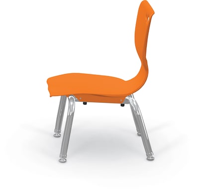 MooreCo 10" Hierarchy Student Chair with 4 Legs, Orange/Chrome Base (703673561808)