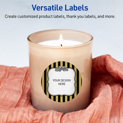 Avery Round Laser/Inkjet Multipurpose Labels, 3", White, 60/Pack (19479370954)