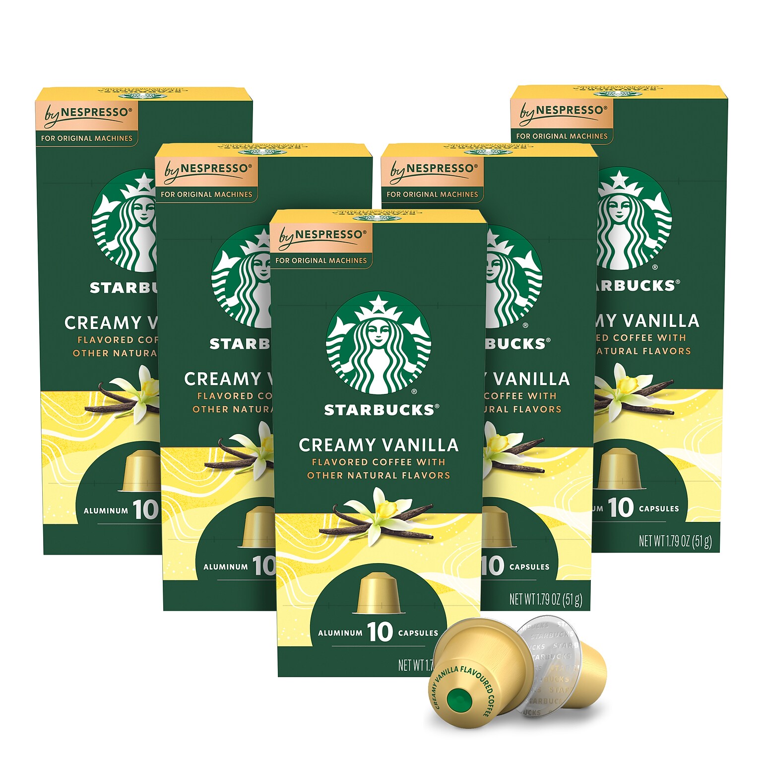 Starbucks Creamy Vanilla Coffee Nespresso Original Capsules, Light Roast, 50/Box (135893)