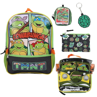 Bioworld Kids 5-Piece Teenage Mutant Ninja Turtles Backpack Set, Large, Green (B1BAAK9TMTSB00)