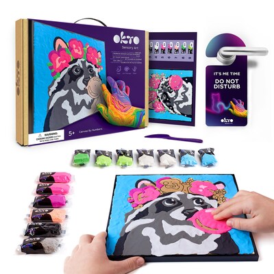OKTO Clay-by-Number Raccoon Air-Dry Clay Art Kit, 17/Set (OKT20002)
