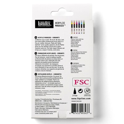 Liquitex Professional Acrylic Paint Marker, Fine Tip 2 mm, Vibrant Colors, 6/Pack (LIQ3699247)