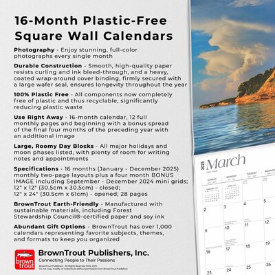 2025 BrownTrout Lake Superior 12" x 12" Monthly  Wall Calendar (9781975475055)