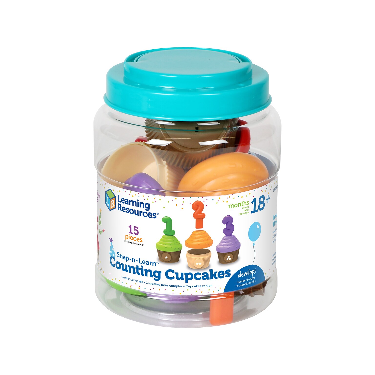Learning Resources Snap-N-Learn Counting Cupcake Tos, 5/Set (LER6724)