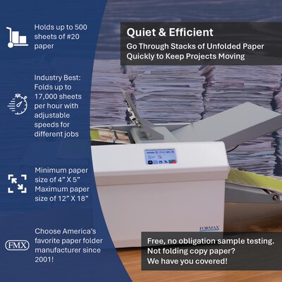 Formax FD 38Xi Automatic Paper Folder, 500 Sheets (FD38XI)