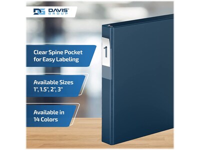 Davis Group Premium Economy 1" 3-Ring Non-View Binders, D-Ring, Navy Blue, 6/Pack (2301-72-06)