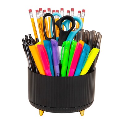 Staples 5-Compartment Rotating Plastic Desk Organizer, Black (ST63869)