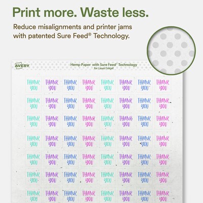Avery Hemp Square Laser/Inkjet Multipurpose Labels, 3/4" x 3/4", Off-White (6400/Box)