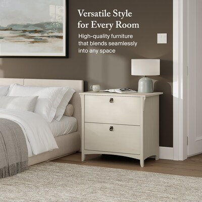 Bush Home Salinas 2 Drawer Lateral File Cabinet, Antique White (SAF132AW-03)