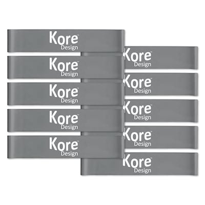 Kore Design Fidget Kick Bands, Latex, 10 to 16, Grey, Pack of 10 (KD-KB1006)