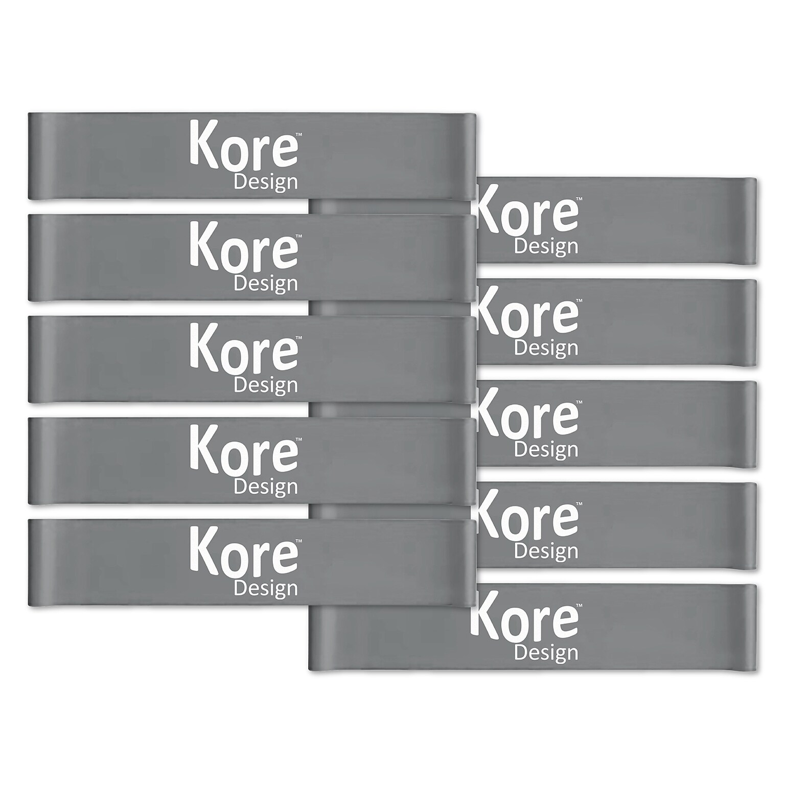 Kore Design Fidget Kick Bands, Latex, 10 to 16, Grey, Pack of 10 (KD-KB1006)
