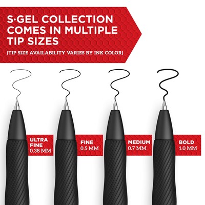 Sharpie S-Gel Retractable Gel Pens, 0.38 mm, Ultra Fine Point, Black Ink, Dozen (2140521)