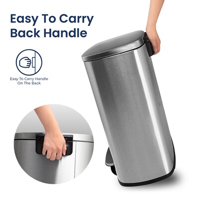 Nine Stars Stainless Steel Step Trash Can, 13.2 Gallon, Silver (SOT-50-8)