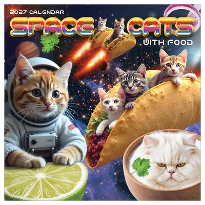2027 TF Publishing Space Cats 11 x 12 Monthly Wall Calendar, Multicolored (27-1026)